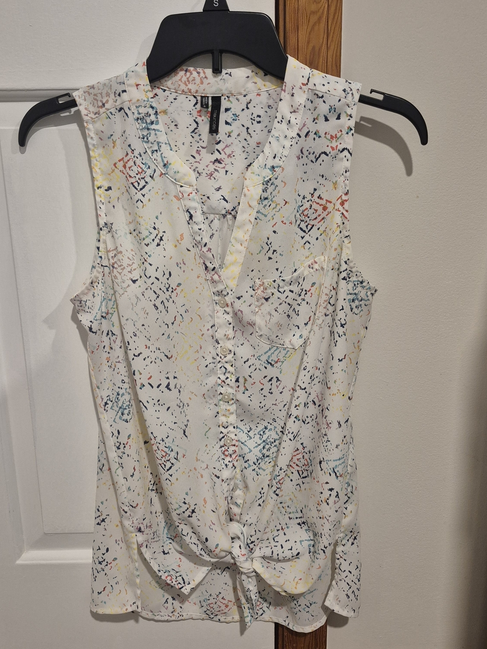 Maurices White Multicolor Printed Tie-Front Camisole
